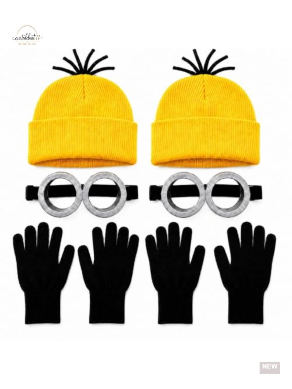 Adult Halloween Costume Accessory Set Beanie Goggles Gloves 6 Pc